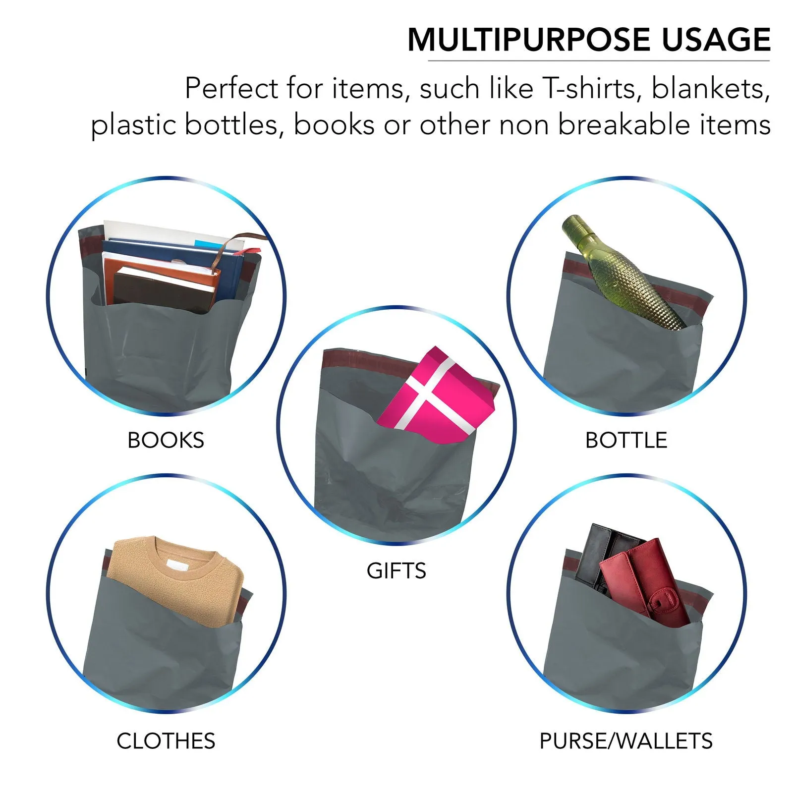 100 Mixed Size Mailing Poly Postal Self Seal Bags 4 Sizes 25 from Each