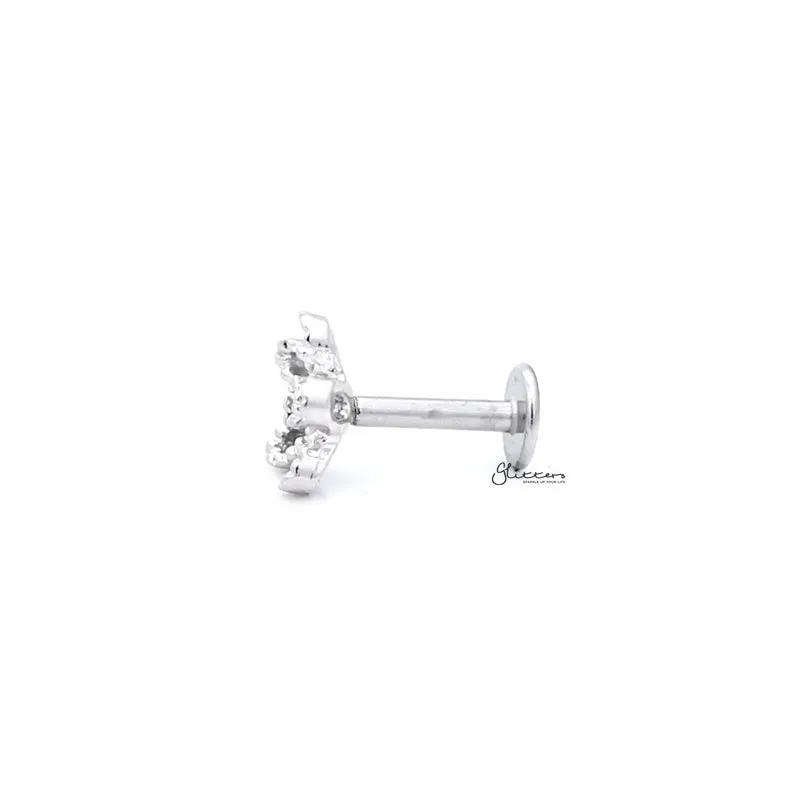 Flower with C.Z Center Cartilage Tragus Barbell - Ball End | Flat Back