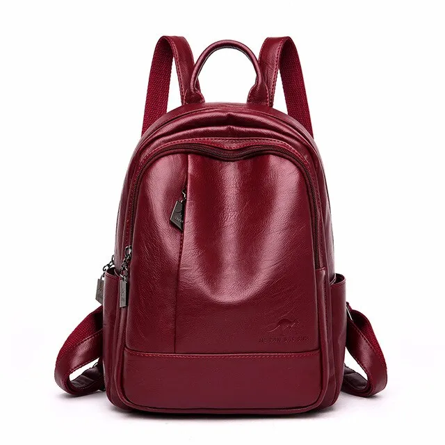 Large Capacity Leather School Bag and Travel Backpack