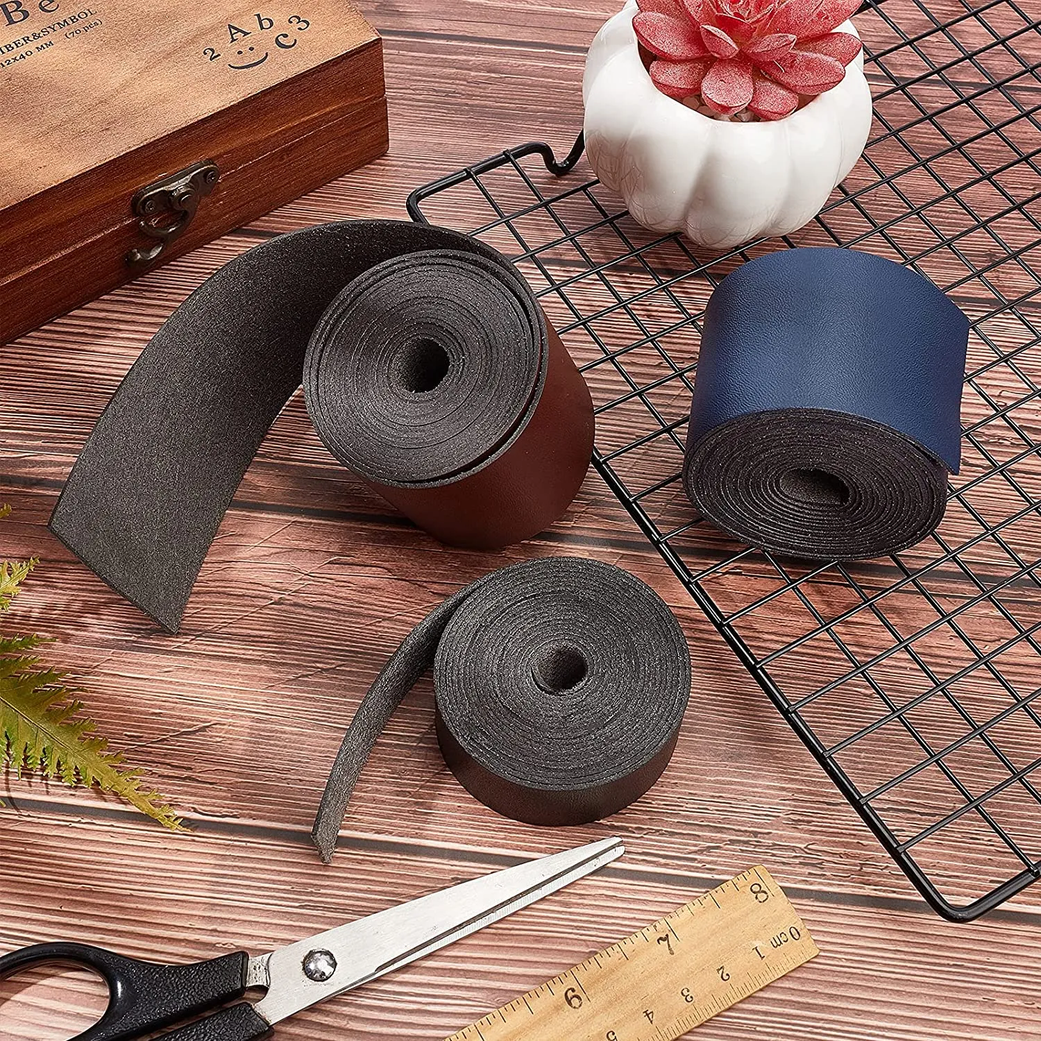Leather Straps Strips 2 inch Wide Flat Cord DIY Leather Strap 78 inches Long for Making Bag Strap Leather Belt Furniture Handles Coffee