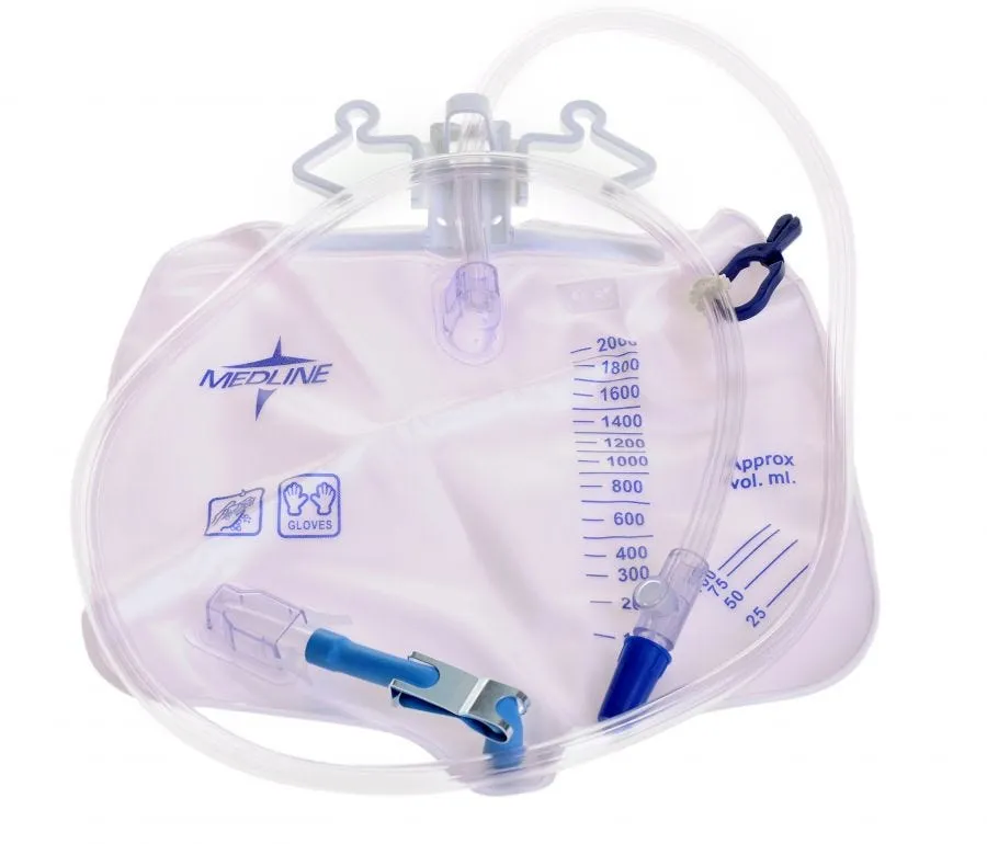 Medline Urinary Drain Bags, Case of 20