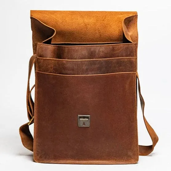 Montreal Leather Satchel - Saddle Brown