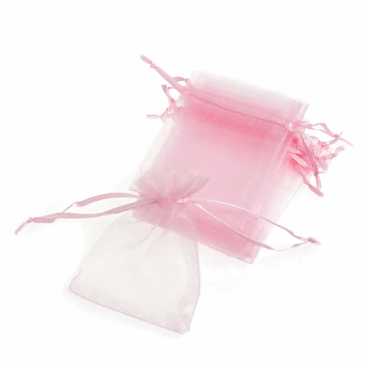 Pale Pink Organza Wedding Favour Bags - 7.5 x 10cm (Pack of 10)