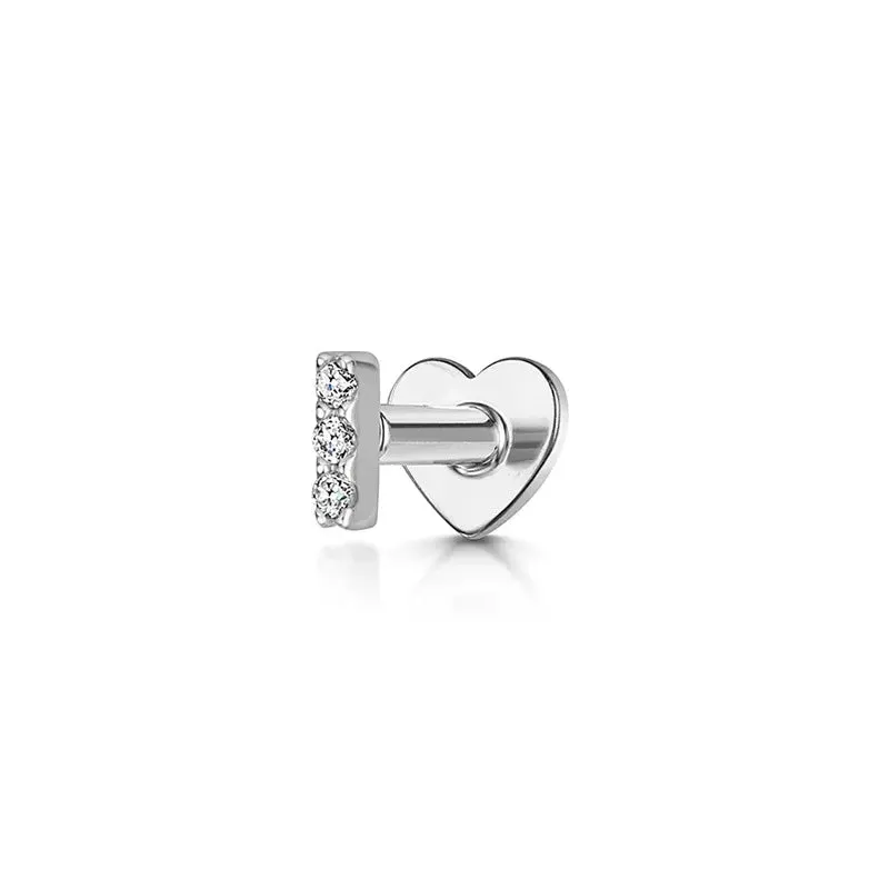 Pave Line Heart Labret Piercing