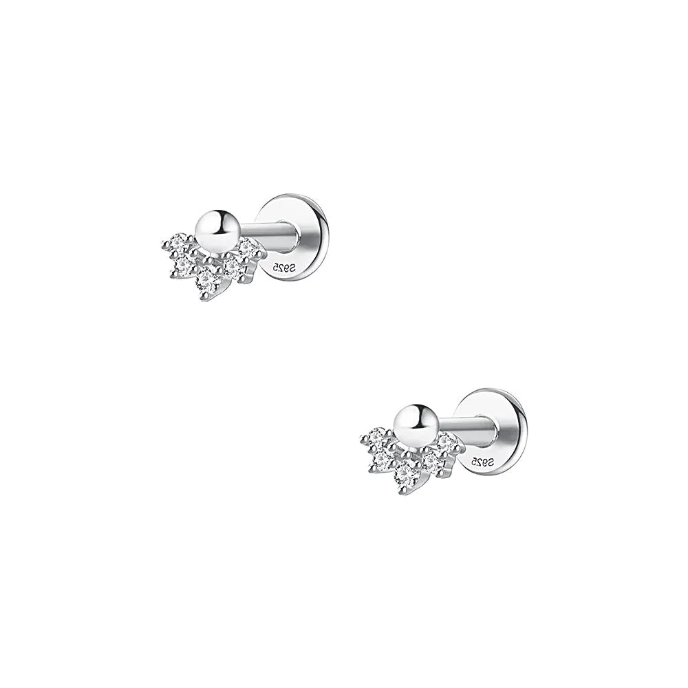Round-cut Simulated Crystal Cute Flat Back Earrings