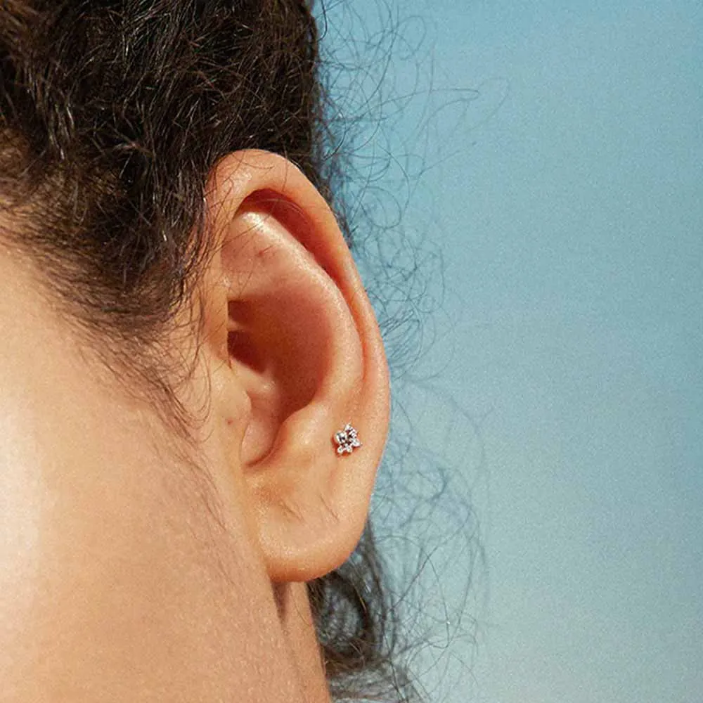 Round-cut Simulated Crystal Cute Flat Back Earrings