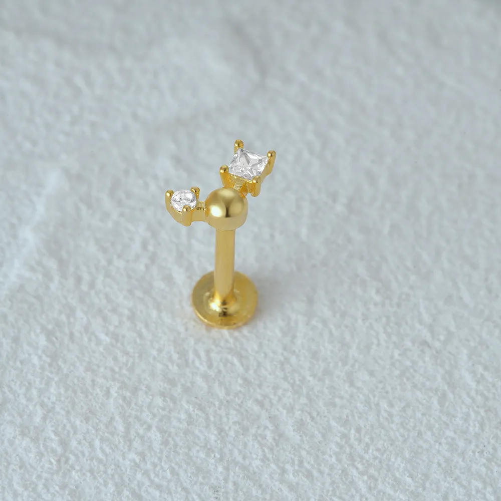 S925 Sterling Silver Orb Cartilage Flat Back Earrings